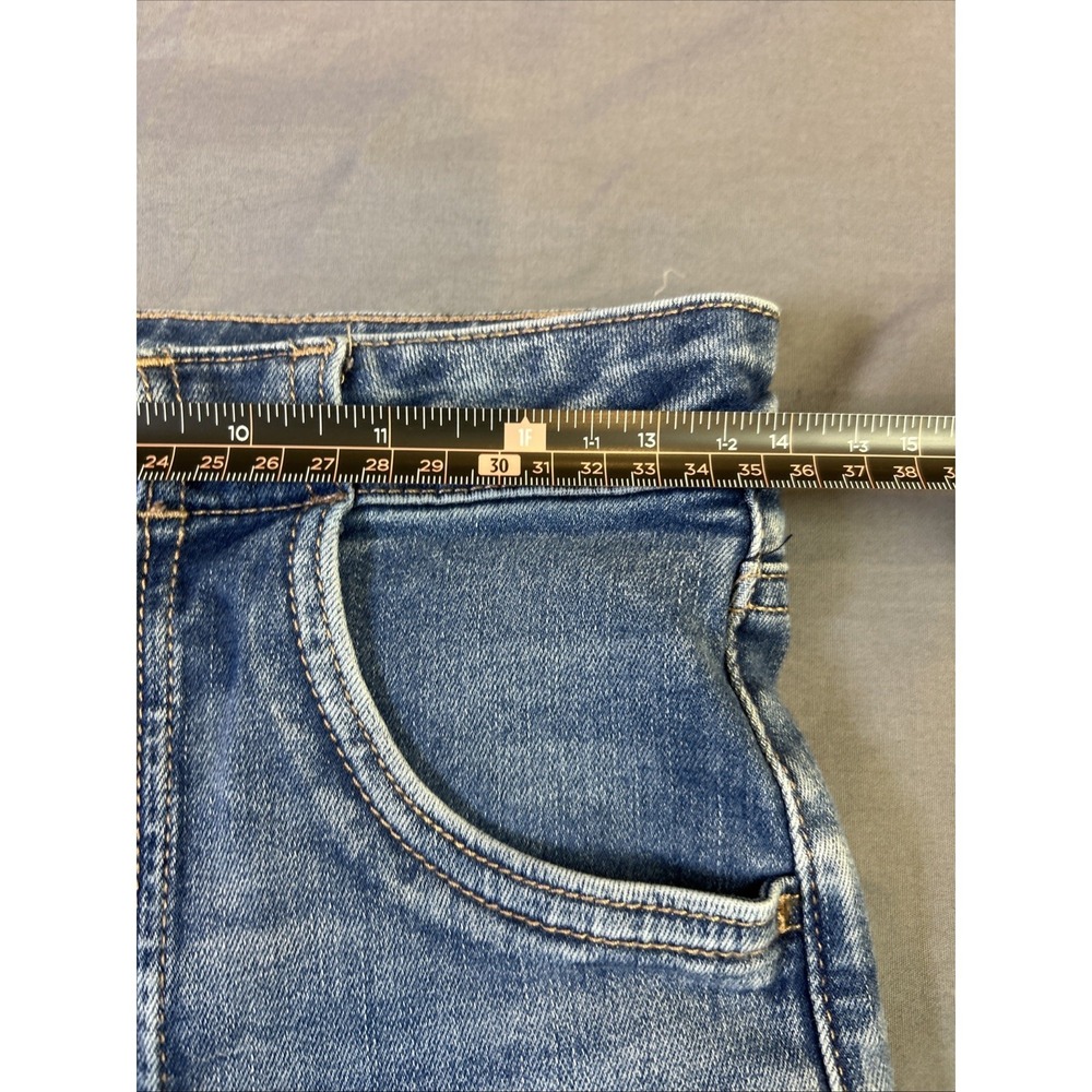 American Eagle Super Hi-Rise Flare Jeans Blue Stretch Denim Medium Wash Size 6 - Picture 11 of 14